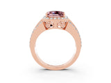 Rose gold Princess Cut Halo Morganite Ring with Split Shank and Four-Prong Setting_3