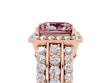 Rose gold Princess Cut Halo Morganite Ring with Split Shank and Four-Prong Setting_5