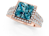 Rose gold Princess Cut Halo Pavé Diamond Engagement Ring with Split Shank and Four-Prong Setting_1