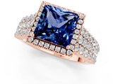 Rose gold Princess Cut Halo Pavé Diamond Engagement Ring with Split Shank and Four-Prong Setting_1