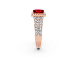 Rose gold Princess Cut Halo Pavé Diamond Engagement Ring with Split Shank and Four-Prong Setting_2
