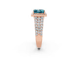 Rose gold Princess Cut Halo Pavé Diamond Engagement Ring with Split Shank and Four-Prong Setting_2