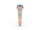 Rose gold Princess Cut Halo Pavé Diamond Engagement Ring with Split Shank and Four-Prong Setting_2