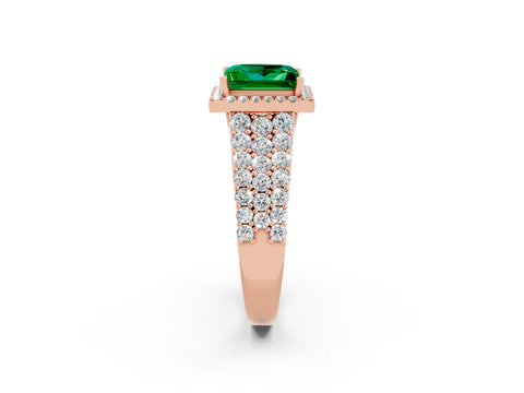 Rose gold Princess Cut Halo Pavé Diamond Engagement Ring with Split Shank and Four-Prong Setting_2