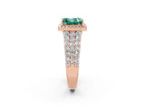 Rose gold Princess Cut Halo Pavé Diamond Engagement Ring with Split Shank and Four-Prong Setting_2