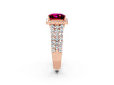 Rose gold Princess Cut Halo Pavé Diamond Engagement Ring with Split Shank and Four-Prong Setting_2