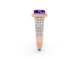 Rose gold Princess Cut Halo Pavé Diamond Engagement Ring with Split Shank and Four-Prong Setting_2