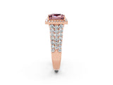 Rose gold Princess Cut Halo Pavé Diamond Engagement Ring with Split Shank and Four-Prong Setting_2