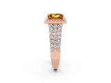 Rose gold Princess Cut Halo Pavé Diamond Engagement Ring with Split Shank and Four-Prong Setting_2