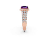Rose gold Princess Cut Halo Pavé Diamond Engagement Ring with Split Shank and Four-Prong Setting_2
