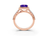 Rose gold Princess Cut Halo Pavé Diamond Engagement Ring with Split Shank and Four-Prong Setting_3