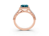 Rose gold Princess Cut Halo Pavé Diamond Engagement Ring with Split Shank and Four-Prong Setting_3