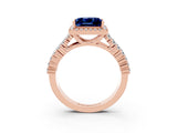 Rose gold Princess Cut Halo Pavé Diamond Engagement Ring with Split Shank and Four-Prong Setting_3