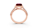 Rose gold Princess Cut Halo Pavé Diamond Engagement Ring with Split Shank and Four-Prong Setting_3
