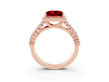 Rose gold Princess Cut Halo Pavé Diamond Engagement Ring with Split Shank and Four-Prong Setting_3