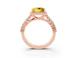 Rose gold Princess Cut Halo Pavé Diamond Engagement Ring with Split Shank and Four-Prong Setting_3