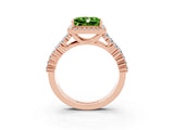 Rose gold Princess Cut Halo Pavé Diamond Engagement Ring with Split Shank and Four-Prong Setting_3