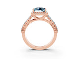 Rose gold Princess Cut Halo Pavé Diamond Engagement Ring with Split Shank and Four-Prong Setting_3