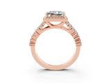 Rose gold Princess Cut Halo Pavé Diamond Engagement Ring with Split Shank and Four-Prong Setting_3