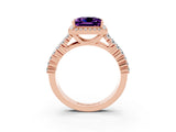 Rose gold Princess Cut Halo Pavé Diamond Engagement Ring with Split Shank and Four-Prong Setting_3