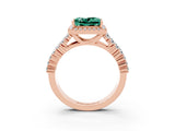 Rose gold Princess Cut Halo Pavé Diamond Engagement Ring with Split Shank and Four-Prong Setting_3