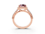 Rose gold Princess Cut Halo Pavé Diamond Engagement Ring with Split Shank and Four-Prong Setting_3