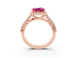 Rose gold Princess Cut Halo Pavé Diamond Engagement Ring with Split Shank and Four-Prong Setting_3