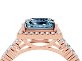 Rose gold Princess Cut Halo Pavé Diamond Engagement Ring with Split Shank and Four-Prong Setting_4