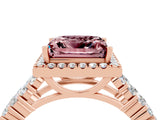 Rose gold Princess Cut Halo Pavé Diamond Engagement Ring with Split Shank and Four-Prong Setting_4