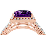 Rose gold Princess Cut Halo Pavé Diamond Engagement Ring with Split Shank and Four-Prong Setting_4