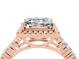 Rose gold Princess Cut Halo Pavé Diamond Engagement Ring with Split Shank and Four-Prong Setting_4