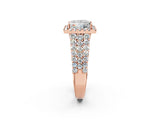 Rose gold Princess Cut Halo Pavé Diamond Engagement Ring with Split Shank and Four-Prong Setting_5