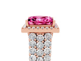 Rose gold Princess Cut Halo Pavé Diamond Engagement Ring with Split Shank and Four-Prong Setting_5