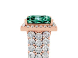 Rose gold Princess Cut Halo Pavé Diamond Engagement Ring with Split Shank and Four-Prong Setting_5