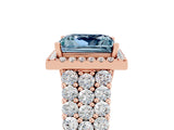 Rose gold Princess Cut Halo Pavé Diamond Engagement Ring with Split Shank and Four-Prong Setting_5