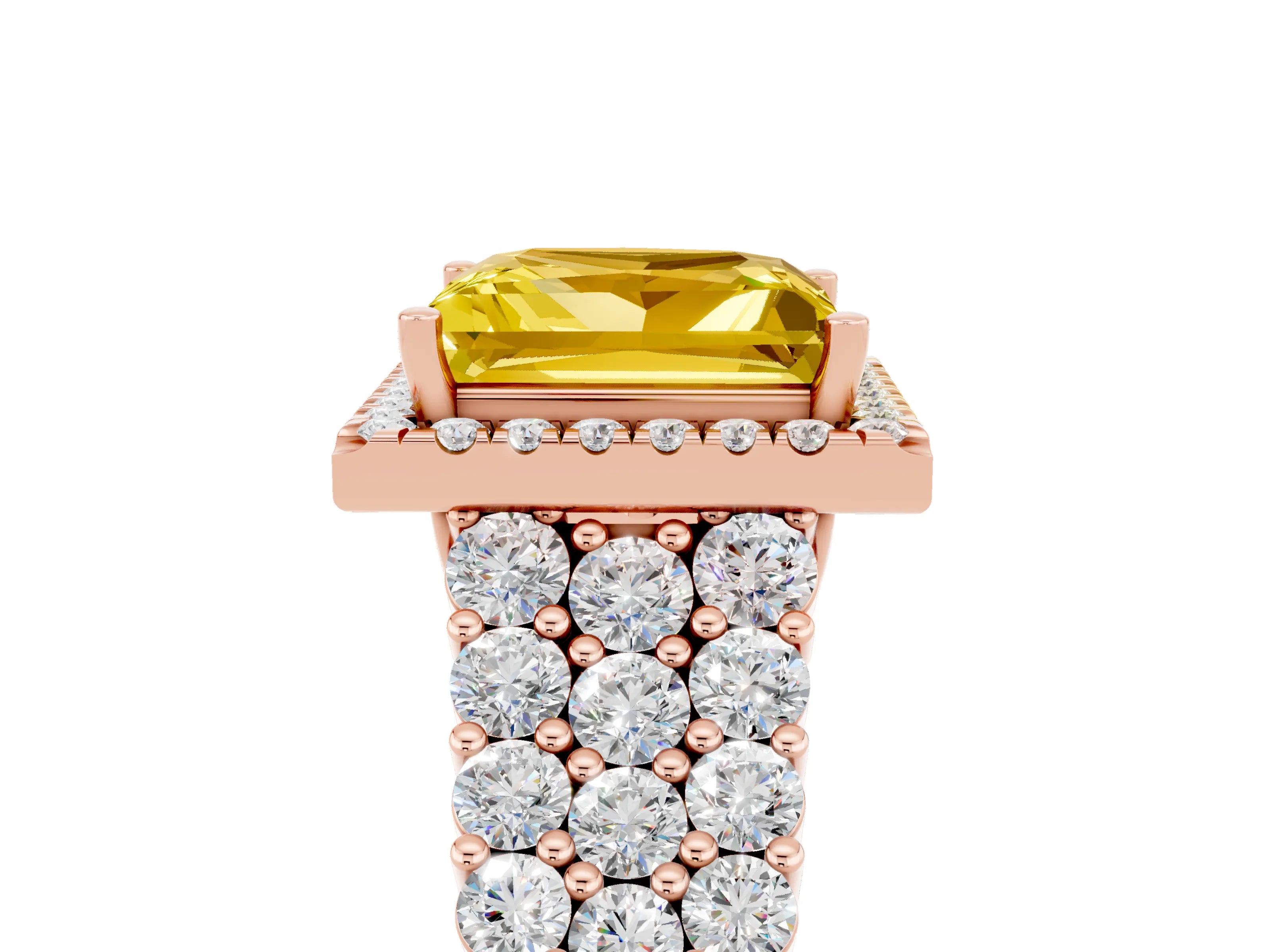 Rose gold Princess Cut Halo Pavé Diamond Engagement Ring with Split Shank and Four-Prong Setting_5