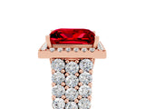 Rose gold Princess Cut Halo Pavé Diamond Engagement Ring with Split Shank and Four-Prong Setting_5