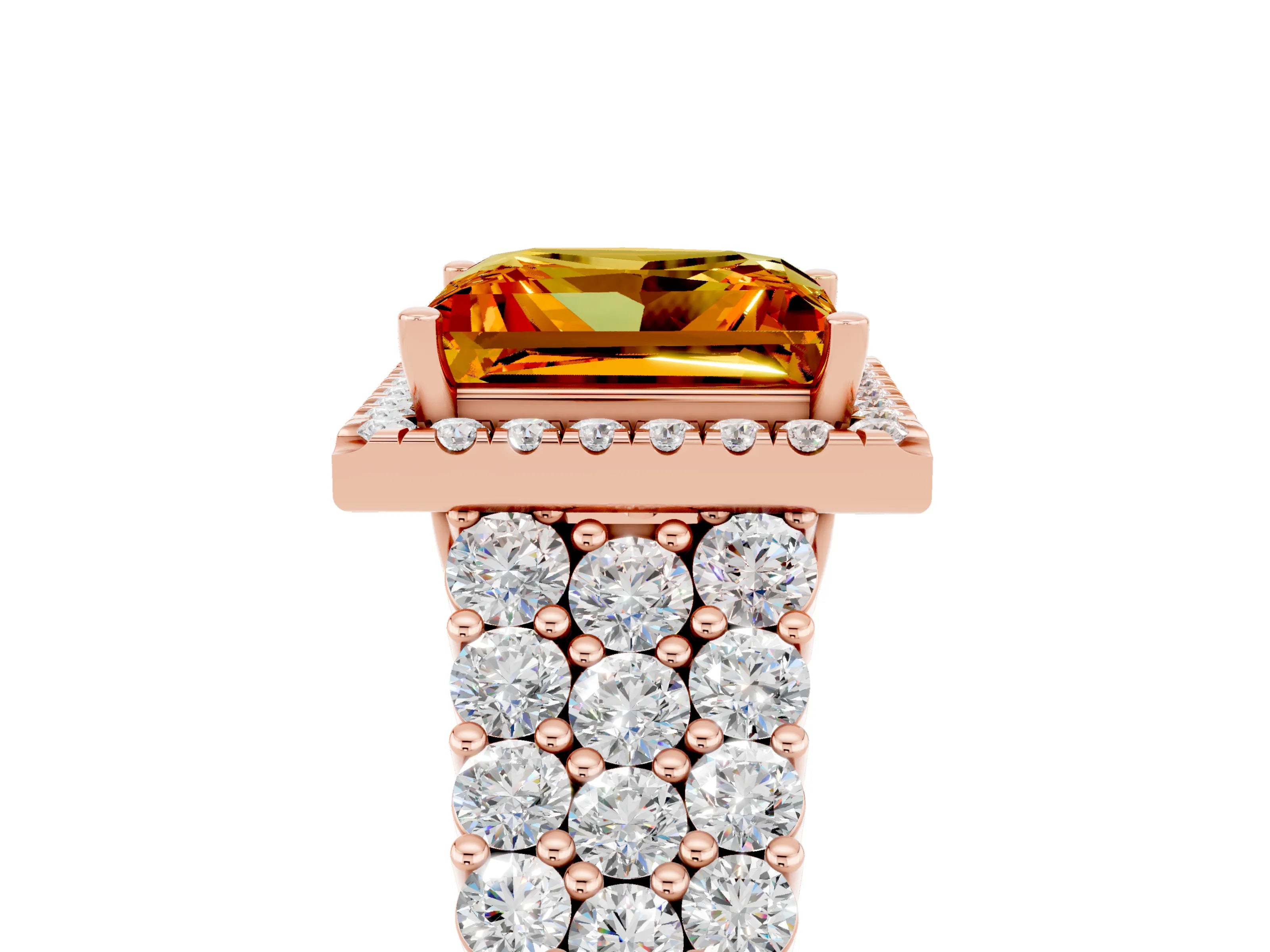 Rose gold Princess Cut Halo Pavé Diamond Engagement Ring with Split Shank and Four-Prong Setting_5