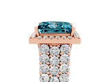 Rose gold Princess Cut Halo Pavé Diamond Engagement Ring with Split Shank and Four-Prong Setting_5
