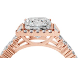 Rose gold Princess Cut Halo Pavé Diamond Engagement Ring with Split Shank and Four-Prong Setting_7