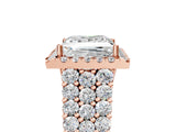 Rose gold Princess Cut Halo Pavé Diamond Engagement Ring with Split Shank and Four-Prong Setting_8