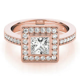 Rose gold Princess Cut Halo Pavé Diamond Ring 1