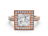 Rose gold Princess Cut Halo Pavé Diamond Ring_14