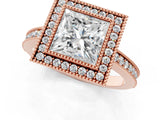 Rose gold Princess Cut Halo Pavé Diamond Ring_15