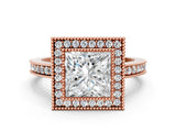 Rose gold Princess Cut Halo Pavé Diamond Ring_62