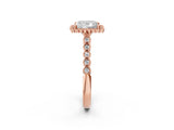 Rose gold Princess Cut Halo Pavé Solitaire Ring with Milgrain Band_5