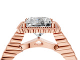 Rose gold Princess Cut Halo Pavé Solitaire Ring with Milgrain Band_7