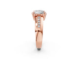 Rose gold Princess Cut Halo Pave Band Four-Prong Ring_64