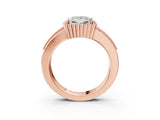 Rose gold Princess Cut Halo Pave Band Four-Prong Ring_65