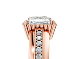 Rose gold Princess Cut Halo Pave Band Four-Prong Ring_67